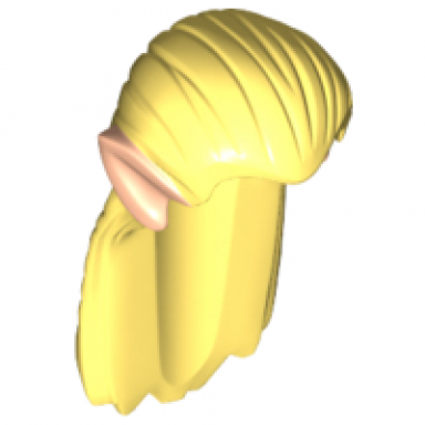 bright light yellow minifigure hair long straight with light nougat elf ears pattern
