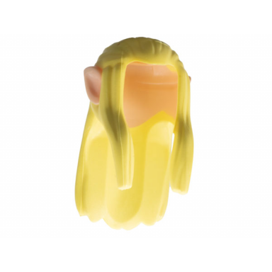 minifigure hair long wavy with braid and molded hard plastic light nougat elf ears pattern - flexible rubber