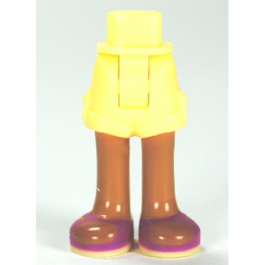 bright light yellow mini doll hips and shorts with medium nougat legs and magenta sandals with bright light yellow soles pattern - thick hinge