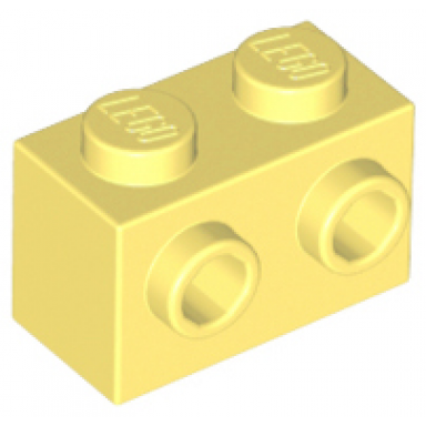 bright light yellow brick modified 1 x 2 with studs on 1 side