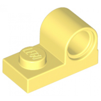 bright light yellow plate modified 1 x 2 with pin hole on top