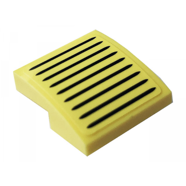 bright light yellow slope curved 2 x 2 x 2 3 with black grille pattern sticker - set 10271