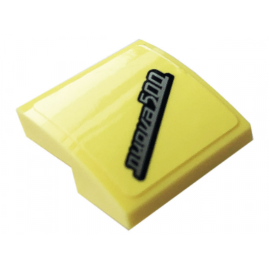 bright light yellow slope curved 2 x 2 x 2 3 with silver nuova500 pattern sticker - set 10271