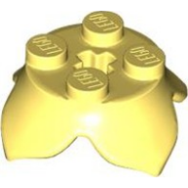 bright light yellow plant leaves 2 x 2 with 4 petals and axle hole