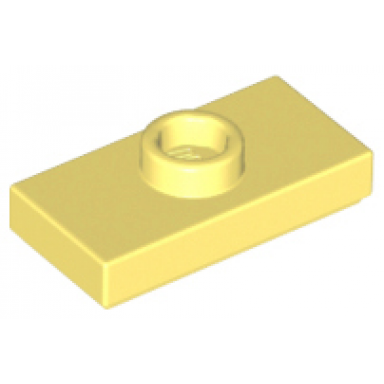 bright light yellow plate modified 1 x 2 with 1 stud with groove and bottom stud holder jumper