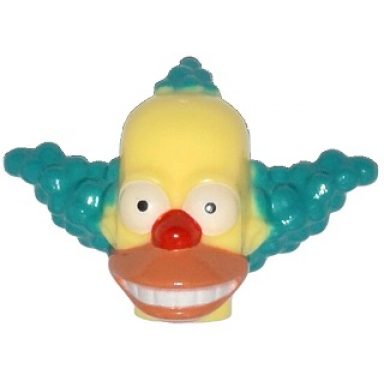 bright light yellow minifigure head modified simpsons krusty the clown pattern