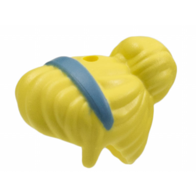 mini doll hair female with top knot bun and medium blue hair band pattern hole on top