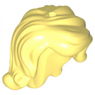 bright light yellow mini doll hair female long wavy with right side part short sides holes on top and side - flexible rubber