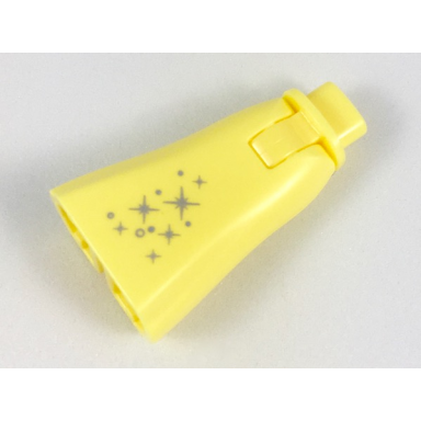 bright light yellow mini doll hips and skirt full length with silver stars pattern - thick hinge