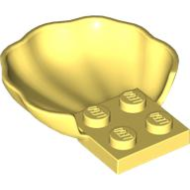 bright light yellow clam scallop shell with 4 studs