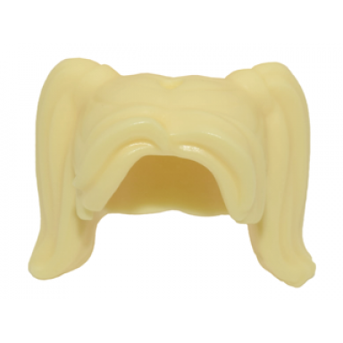 bright light yellow minifigure hair female pigtails high long bangs hole on top