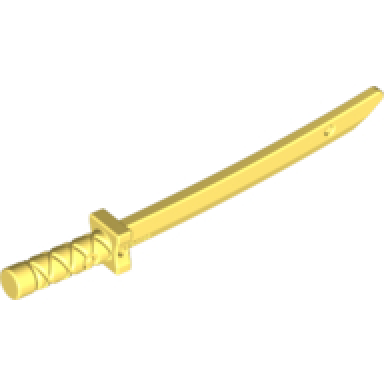 bright light yellow minifigure weapon sword shamshir katana square guard with capped pommel and holes in crossguard and blade