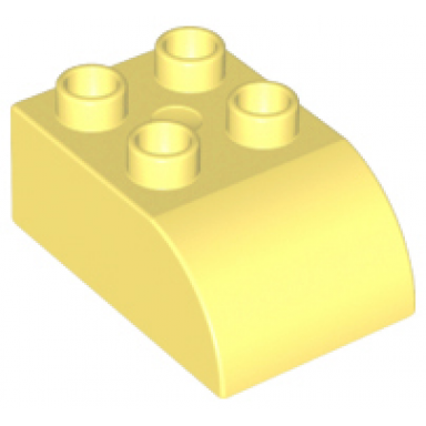 bright light yellow duplo brick 2 x 3 slope curved