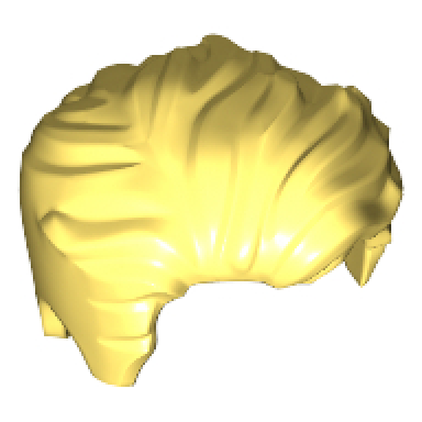 bright light yellow minifigure hair swept left tousled with slight widows peak and short sideburns