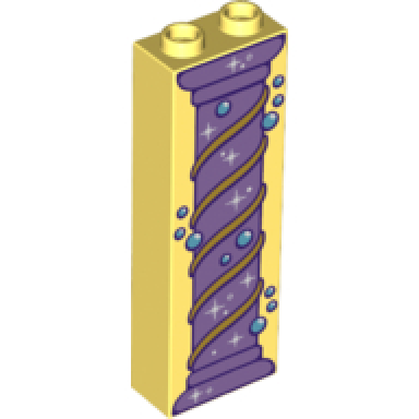 bright light yellow brick 1 x 2 x 5 with purple pillar stardust and bubbles pattern