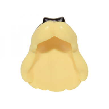 bright light yellow minifigure hair female long with center part and black ribbon tied in bow pattern alice