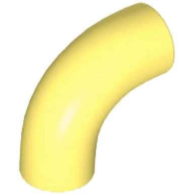 bright light yellow brick round 1 x 1 d 90 degrees elbow macaroni - no stud - type 2 - axle hole