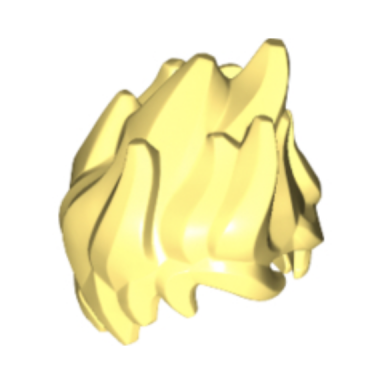 bright light yellow minifigure hair tousled and spiked up very high