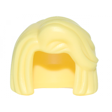 bright light yellow minifigure hair female short bob cut with side part and high bangs