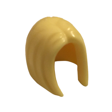 bright light yellow minifigure hair female mid-length straight parted in middle longer in front than back