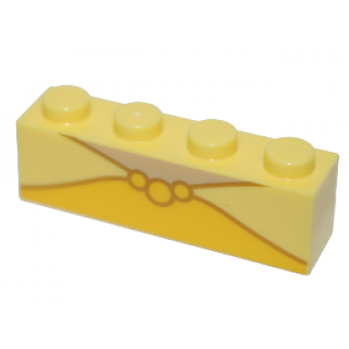 bright light yellow brick 1 x 4 with yellow necklace pattern [belle]