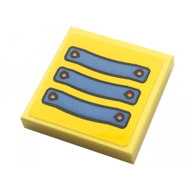 bright light yellow tile 2 x 2 with 3 medium blue straps and coral dots with black outline pattern sticker - set 41738