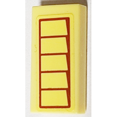 bright light yellow tile 1 x 2 with dark orange window shutter pattern model left side sticker - set 40449