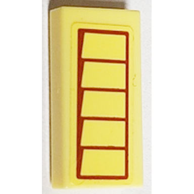 bright light yellow tile 1 x 2 with dark orange window shutter pattern model right side sticker - set 40449