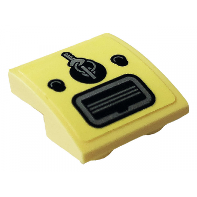 bright light yellow slope curved 2 x 2 x 2 3 inverted with two buttons ignition with key and air vent pattern sticker - set 10271