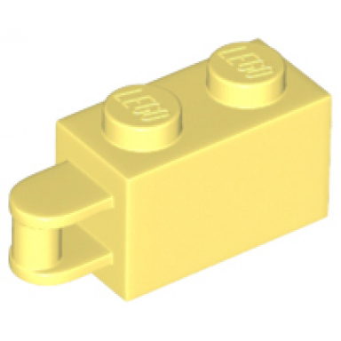 bright light yellow brick modified 1 x 2 with bar handle on end - bar flush with edge