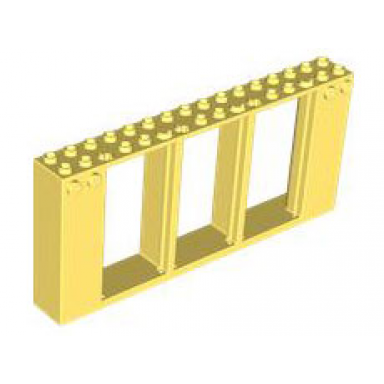bright light yellow door frame 2 x 16 x 6 with 3 openings and 2 studs on either side on front