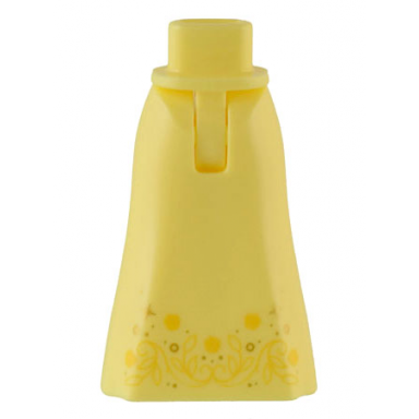 bright light yellow mini doll hips and skirt full length with gold sparkles and bright light orange vine and leaves pattern - thin hinge