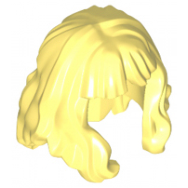 bright light yellow minifigure hair mid-length and wavy with bangs