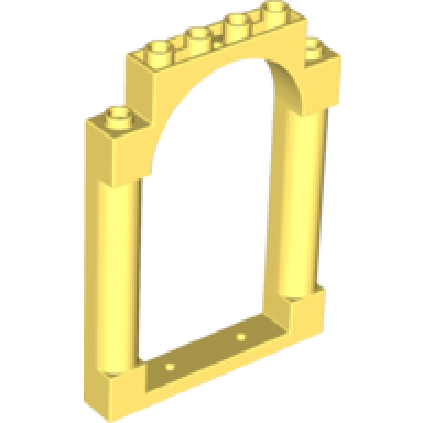bright light yellow door frame 1 x 6 x 7 arched with notches and rounded pillars