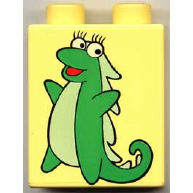 bright light yellow duplo brick 1 x 2 x 2 with isa pattern