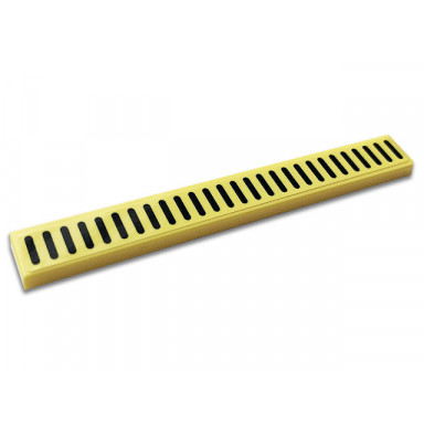 bright light yellow tile 1 x 8 with black grille pattern sticker - set 10271
