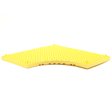 bright light yellow brick modified 24 x 24 without 12 x 12 quarter circle with peg at each corner