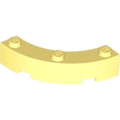 bright light yellow brick round corner 4 x 4 macaroni with 3 studs