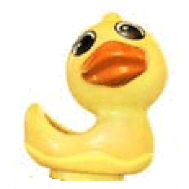 bright light yellow primo animal duck looking right with orange beak