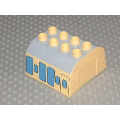 bright light yellow duplo train cab upper section with carriage pattern