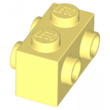 bright light yellow brick modified 1 x 2 with studs on 2 sides