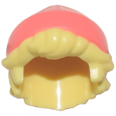 bright light yellow mini doll hair combo hair with hat short tousled with molded coral beanie knit cap pattern
