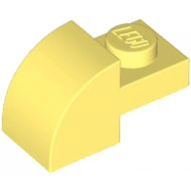 bright light yellow slope curved 2 x 1 with recessed stud