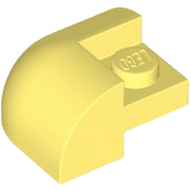 bright light yellow slope curved 2 x 2 corner round with recessed stud