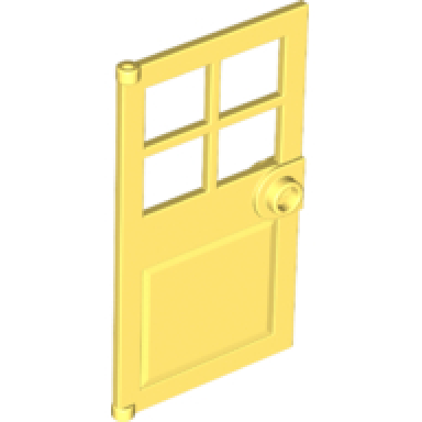 bright light yellow door 1 x 4 x 6 with 4 panes and stud handle
