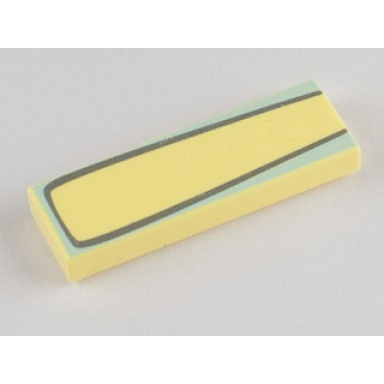 bright light yellow tile 1 x 3 with silver outline and light aqua outer edge pattern flo
