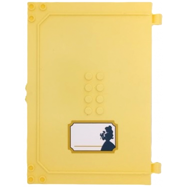 bright light yellow container book cover half 16 x 12 x 2 2 3 storybook adventures with name label with dark blue belle silhouette on white background pattern sticker - set 43177