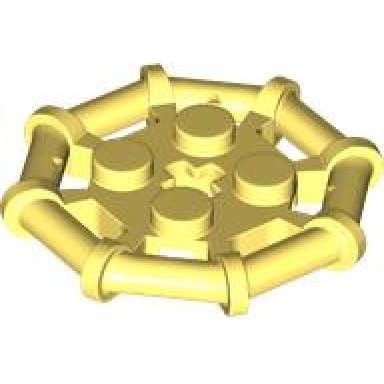 bright light yellow plate modified 2 x 2 with bar frame octagonal reinforced completely round studs