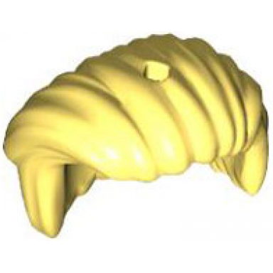 bright light yellow minifigure hair mid-length all swept to right side hole on top - hard plastic