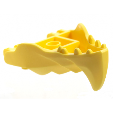 bright light yellow dragon head ninjago jaw with large spike and 2 bar handles on back
